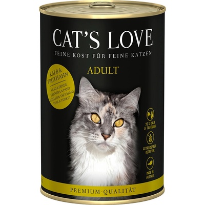 CAT’S LOVE 12х400г Adult Cat´s Love, консервирана храна за котки - телешко и пуешко