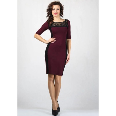 Rumena Дамска рокля с деколте и странични ленти от дантела -bf rumena