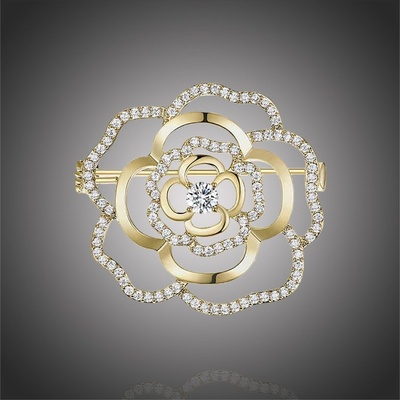 Éternelle elegantní brož se zirkony Eduarda Gold B2180 zlatá