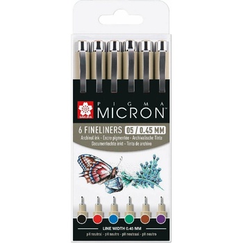 Sakura Pigma Micron Fineliner Технически химикалки 0, 45 mm 6 бр (POXSDK056A)