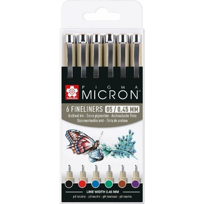 Sakura Pigma Micron Fineliner Технически химикалки 0, 45 mm 6 бр (POXSDK056A)
