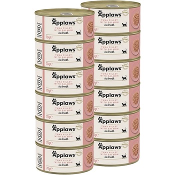 Applaws Консерва за котки с риба тон и сьомга в бульон 12 x 70 г
