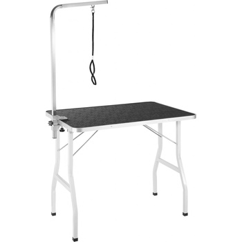 tectake stôl na strihanie psov so šibenicou černá/bílá, 98,00 cm x 156,50 cm