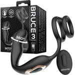 INTOYOU Bruce - въртящ се простатен вибратор с двойни пръстени за радиоуправление (черен) - desirel