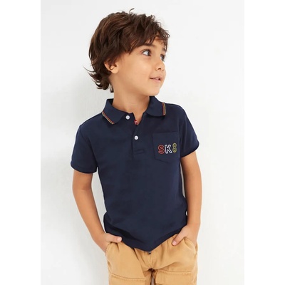 MAYORAL Поло тениска с къс ръкав с цветни надписи за момче Майорал в морско синьо