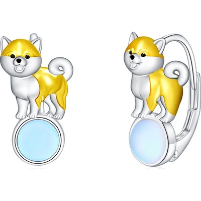 Olivie strieborné náušnice SHIBA NA MESIACI 8891