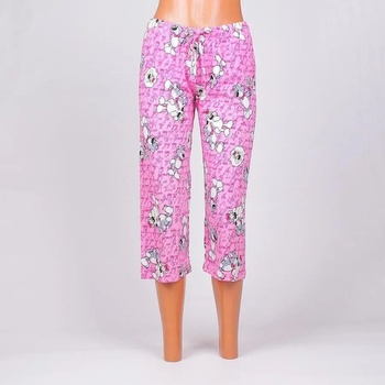 Image 1 of Дамски панталон-пижама 7/8 в розово с животинчета