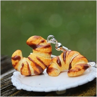 CircusMind sladké náušnice Fimo croissanty s čokoládou S4238
