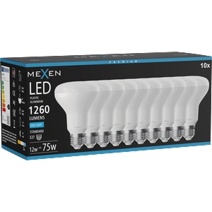 Mexen Nova 10x LED крушка E27, R80, 12W, Студена - 6500K, 1260 lm - L105-E27-1265-01x10 (L105-E27-1265-01x10)