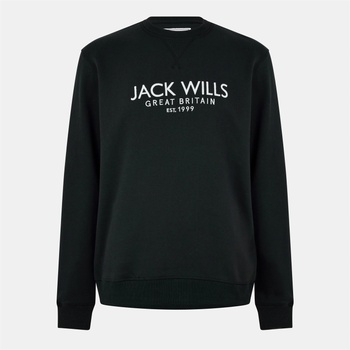 Jack Wills Мъжка блуза Jack Wills Belvue Logo Sweatshirt Mens - Black