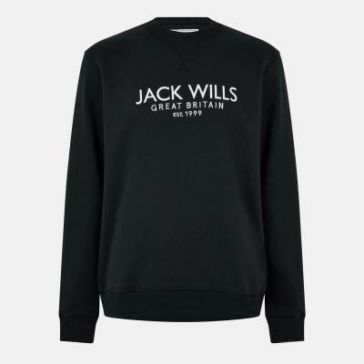 Jack Wills Мъжка блуза Jack Wills Belvue Logo Sweatshirt Mens - Black