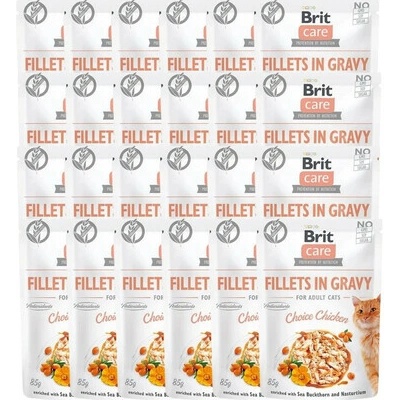 BRIT Care Fillets in Gravy Mix příchutí kuřecí, krůtí a lososové filety v omáčce pro kočky 48 x 85 g