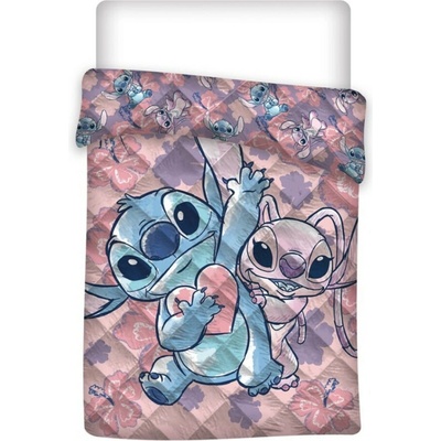 Aymax Prošívaný přehoz přikrývka LILO A STITCH 140x200cm růžovofialová