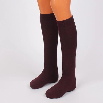 Дамски памучни 3/4 чорапи в тъмночервено