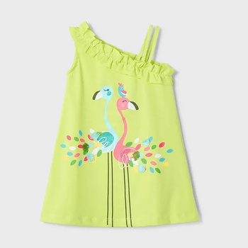 Mayoral Асиметрична рокля лайм фламинго за мини момиче Майорал