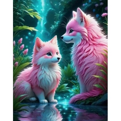 Norimpex - Puzzle Diamant painting: Pink foxes 30x40cm - 1 - 39 piese