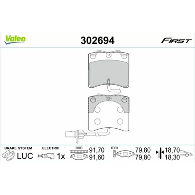 Sada brzdových platničiek, vždy 4 kusy v sade VALEO 302694