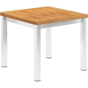 vidaXL Градинска странична маса 45x45x38 см акация масив и инокс (46492)