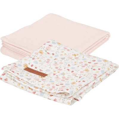 Little Dutch Plienky Kvety a motýle Pure Soft Pink 2ks