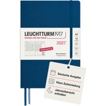 Leuchtturm1917 Weekly Planner 2027 Medium (A5) - German, Indigo, 210 x 145 mm, January-December (12 months), weekly overview with hourly grid 7: 00-22: 00 per column, hardcover, 80 g/m2 paper - 400151 (400151)