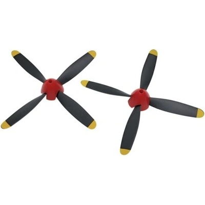 IQ models Čtyřlistá vrtule pro letadla s černým unašečem NEW VERSION 2ks červený kužel