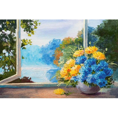 DIMEX ART Флизелинов фототапет картина - сини цветя 375 x 250 см