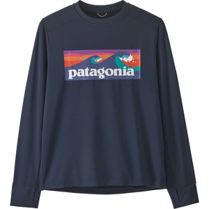 Patagonia Детска спортна тениска Patagonia Kid's L/S Cap SW T-Shirt Sport shirt - Boardshort Logo: New Navy (704-4467-0414)