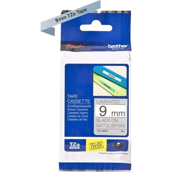 Brother TZE-M921 TZ-M921, 9mmx8m, черен печат/матово сребърен фон, оригинална лента (TZEM921)