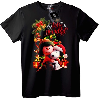 NOONEBRAND Тениска Весела Коледа с Charlie Brown & Snoopy - 2XL, White