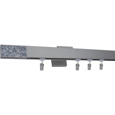 Kovovégarnýže Garnýže Quadrato crystal light broušený nerez Dvouřadá, 0-100cm, jezdec s háčkem