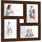 vidaXL Фоторамка колаж за 4 снимки (10х15 см), тъмнокафява, МДФ (332770)