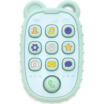 Malý Ježko silikon Hryzadlo Pop It 2v1 Smartfón Light Green