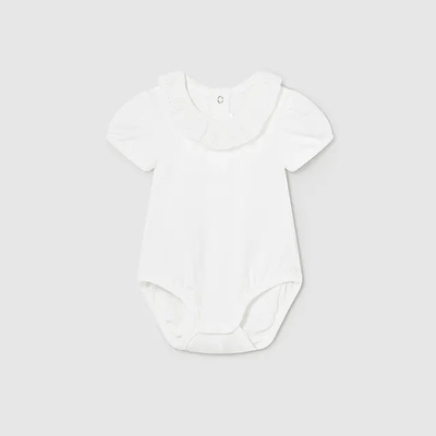 Mayoral Бяло късо боси за новородено момиче с якичка Майорал