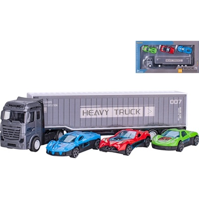 Mikro trading Auto nákladní 22 cm volný chod s auty 3 ks