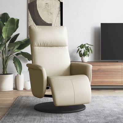 vidaXL 356545 Polohovací s podnožkou krémové umělá kůže