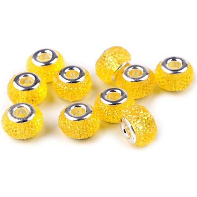 Plastové korálky s veľkým prievlakom/plavkové 9x14 mm Farba: 17 (038) bielo žltá