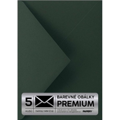 Obálka PREMIUM 5 KS (C6) 114x162 mm Tmavě zelená Vintage