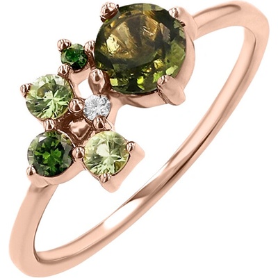 Eppi Cluster prsteň s vltavínom zafírmi a diamantmi Irma R48169