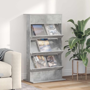 vidaXL Етажерка за списания Циментено сиво 70 x 41 x 126 см (899530)