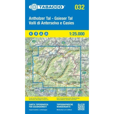 Valle di Anterselva, Valle di Casies, Antholz, Gsies (Tabacco - 032) - turistická mapa | knihynahory.cz