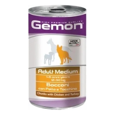 Gemon Chicken and Turkey Adult Medium - Хапки с пилешко и пуешко за средни породи - опаковка, 2 броя х 1.250 кг