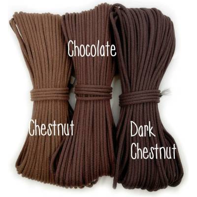 VEĽKÁvlna VEL'KÁ vlna šňůry na šití 6mm Čokoláda - Chocolate