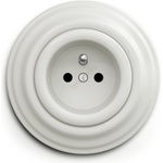Kliklap - Ретро стенен контакт с рамка, 230 V, керамичен, бял (KA0007F)