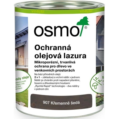 Osmo 907 Ochranná olejová lazura 0,75 l Křemenně šedá – Sleviste.cz