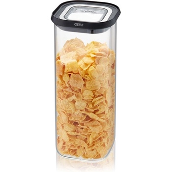 Gefu Pantry Storage Jar nádoba na potraviny stohovateľná čierna strieborná 1,4 l