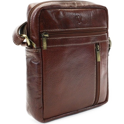 Červenohnědý pánský kožený zipový crossbag 215-1218-40