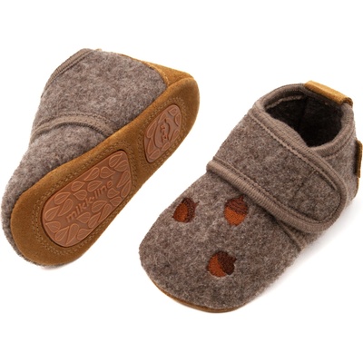Mikk-line detské barefoot vlnené papučky acorn