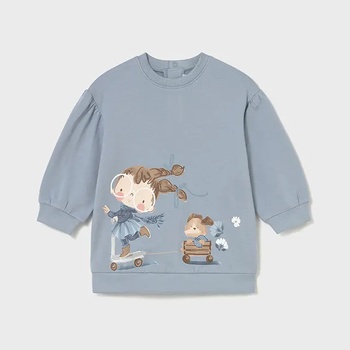 Mayoral Плътна памучна рокля в цвят опал с цветна щампа за бебе момиче Mayoral