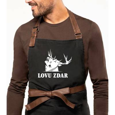 Kariban HobbyTriko Zástěra na vaření EXCLUSIVE Lovu zdar Černošedá