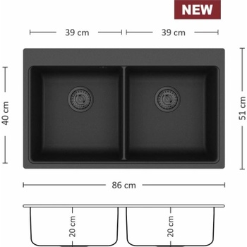 Image 1 of Eurolux FERETA 86.2 SI Композитна мивка за вграждане (FERETA 86.2 S)